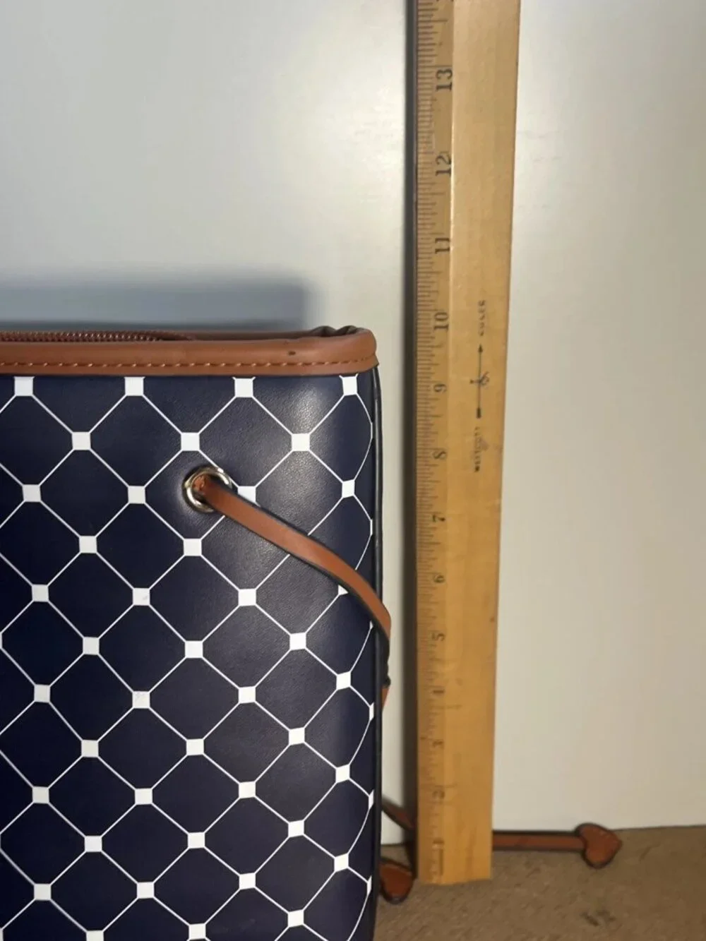 Lovevook Navy Diamond Geometric Tote bag With Matching Handbag & Wallet